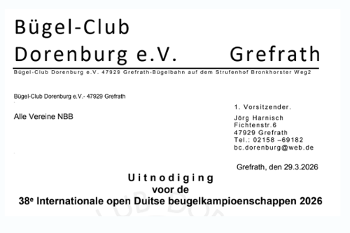 Uitnodiging voor de 38e Internationale open Duitse beugelkampioenschappen 2026